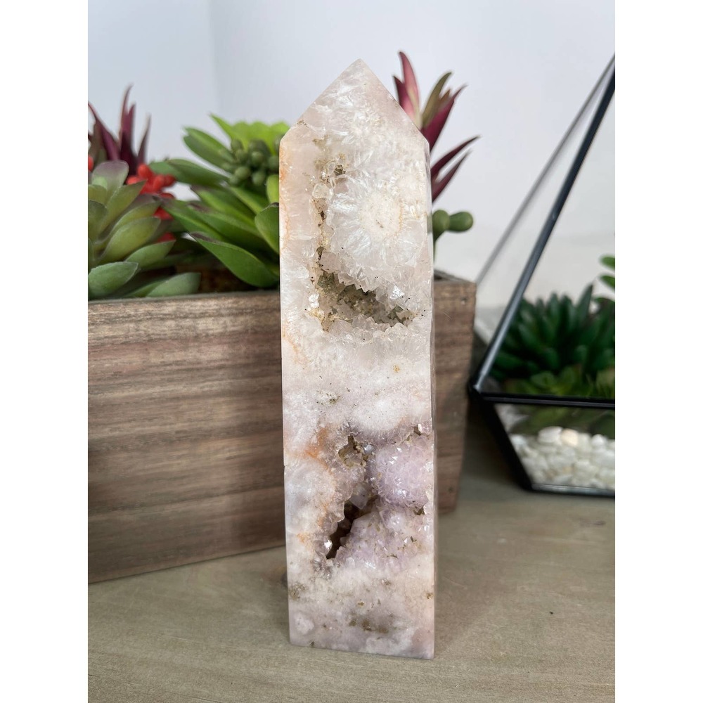 Pink Amethyst Druzy Tower Crystal Stone